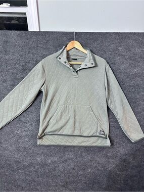 Eddie Bauer Quilted Snap-Placket Pullover Sweatshirt - Sage Green